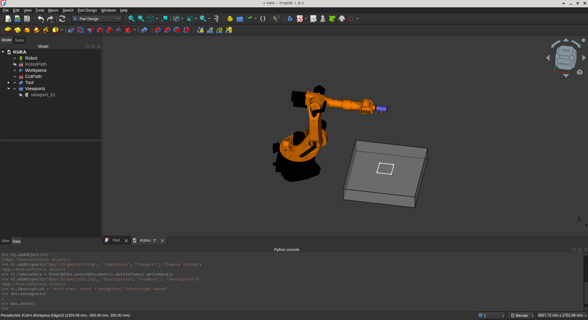 FreeCAD сцена